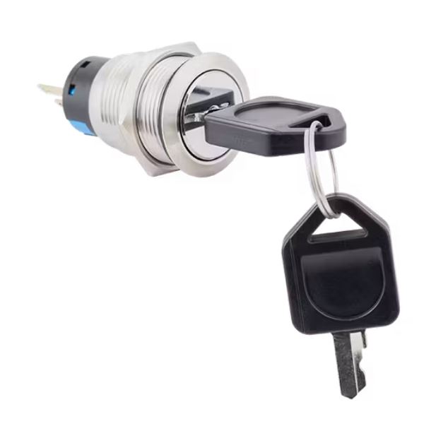 K�t�ll�s� kulcsos kapcsol� pajzs n�lk�l, NO/NC/COM, 19mm, FLCM19-KJ-1-X